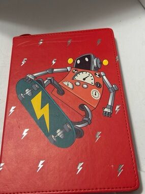 Gibson Red Robot on Teal Skateboard Tablet Cover